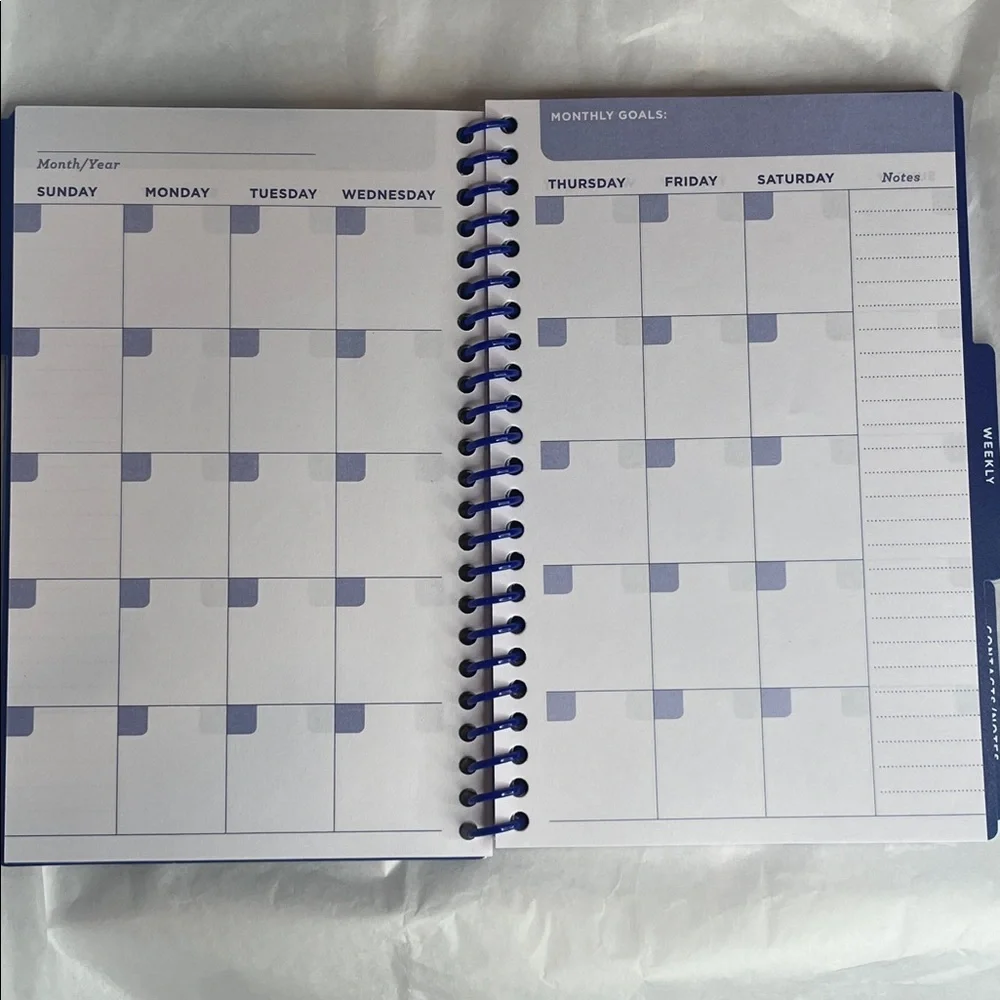 Weekly + Monthly Planner - Navy Blue with Iridescent Gems Hand Crafted